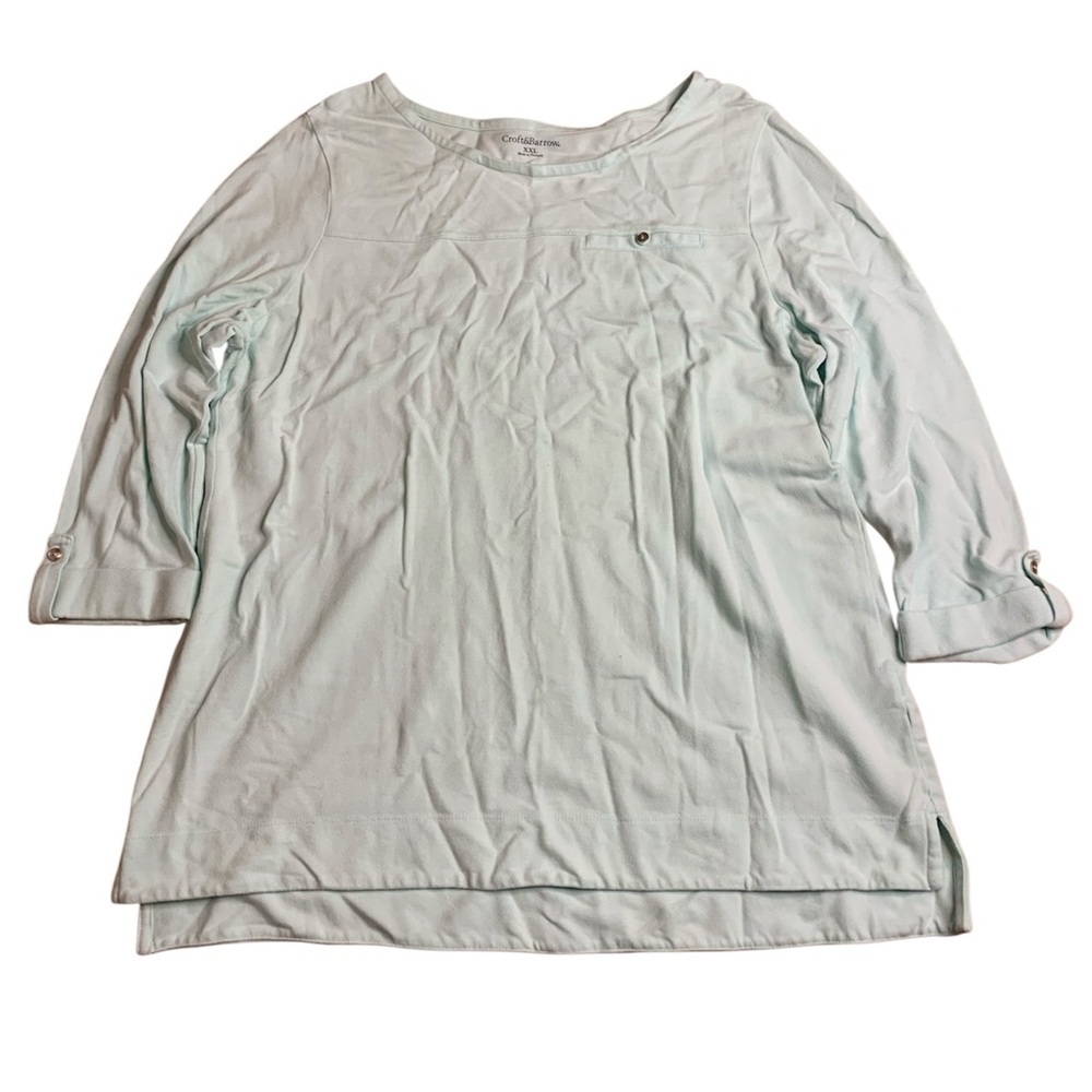 Croft & Barrow Mint Green 3/4 Sleeve Knit Top XXL